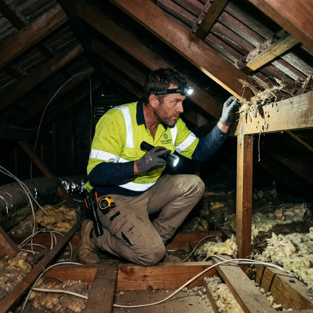 Technician locating dead rodents inside a Doreen wall cavity with detection equipment